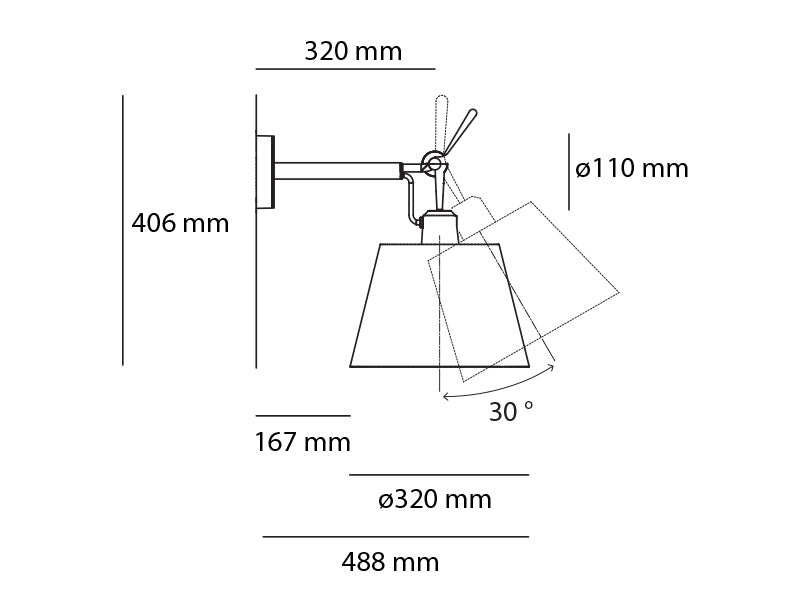 Tolomeo Szatén ernyő, 320mm - Szürke
