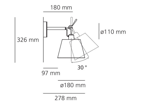 Tolomeo Szatén ernyő, 180mm - Szürke